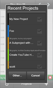 Recent project list